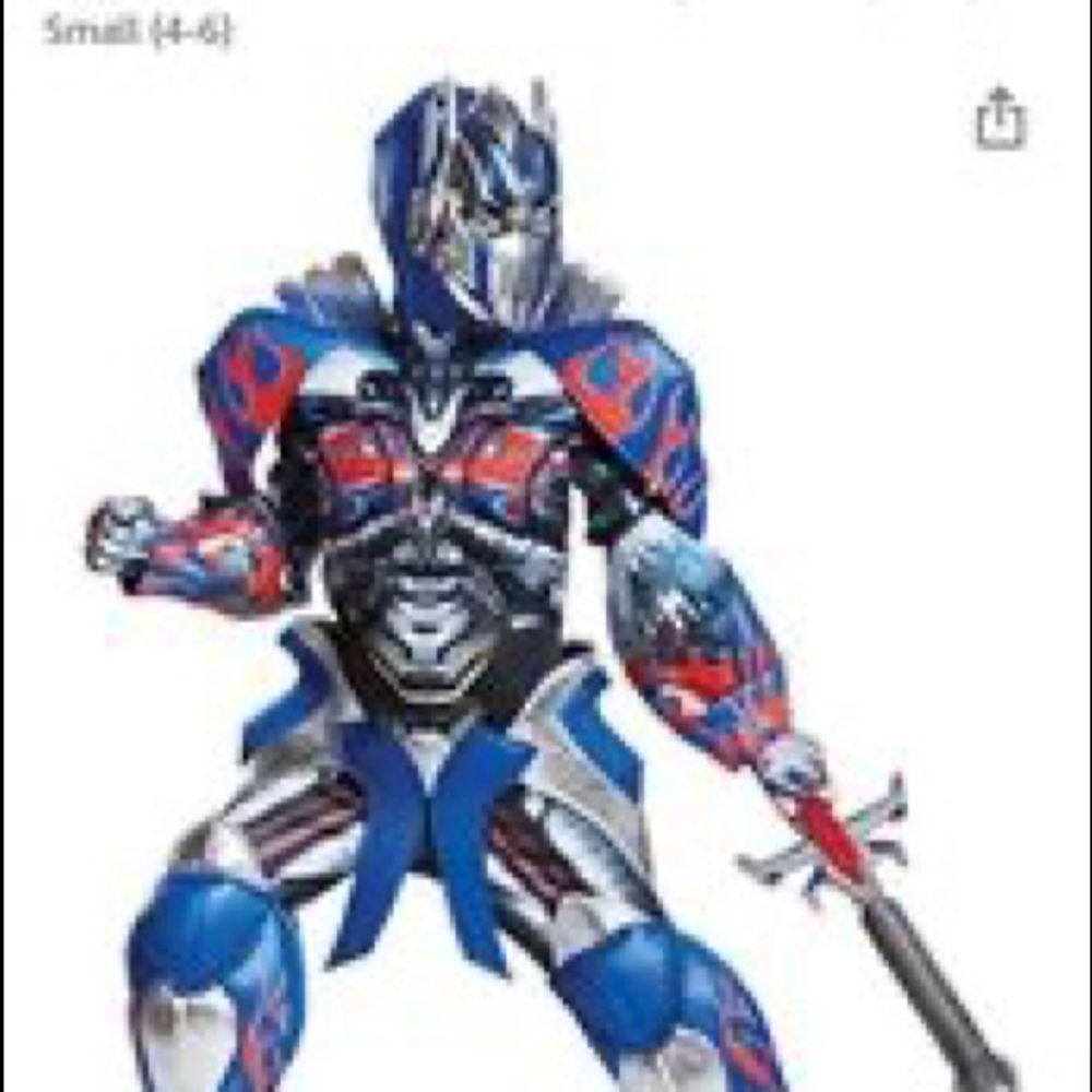 Optimus Prime Transformer Costume (size 4-6)